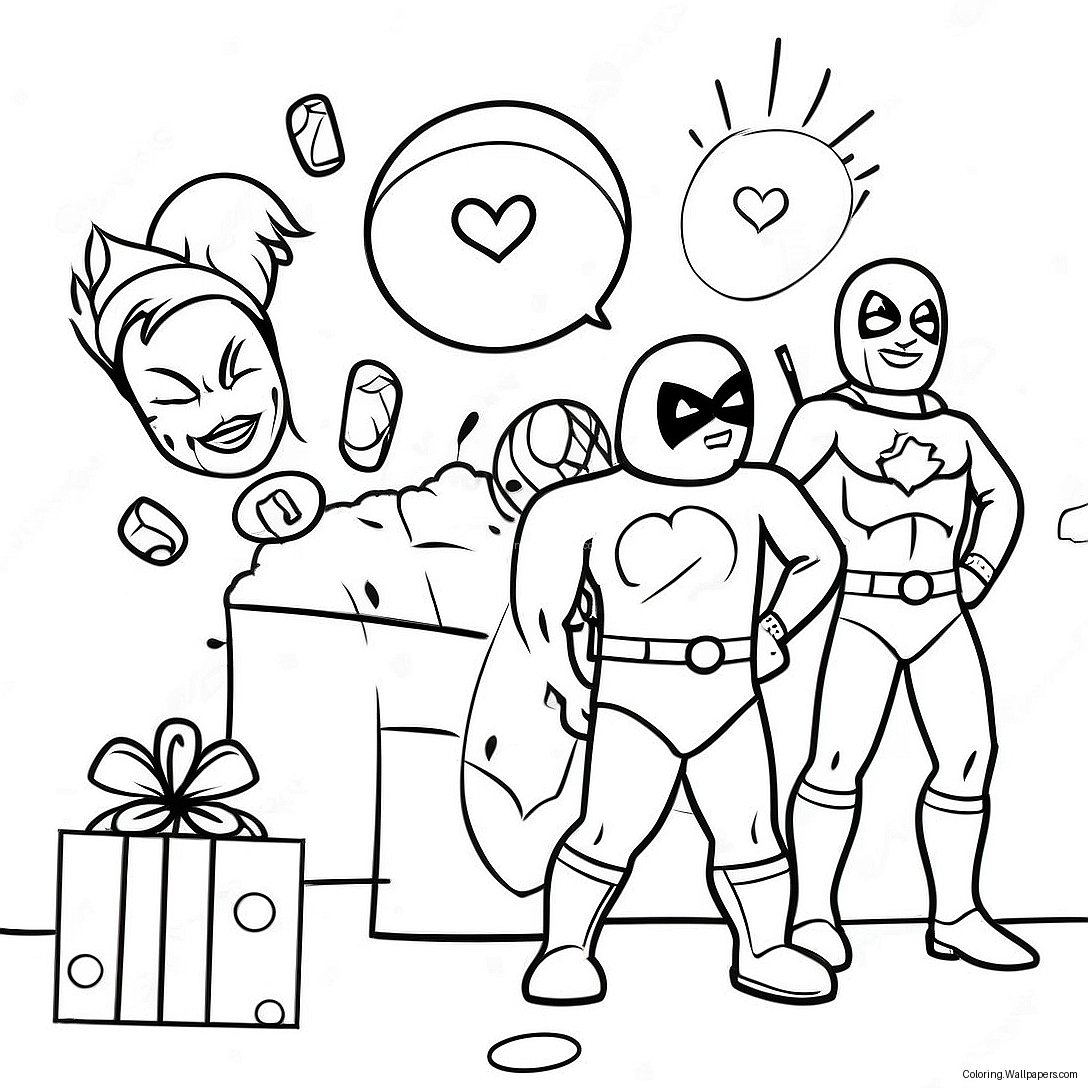 Superhero Birthday Party Coloring Page 45859