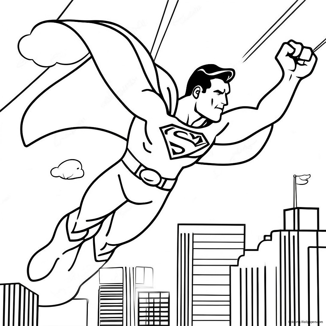 Supereroul Superman Zburând Pagina De Colorat 48737