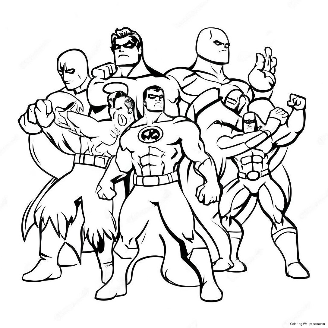 Superhero Team In Battle Coloring Page 41926