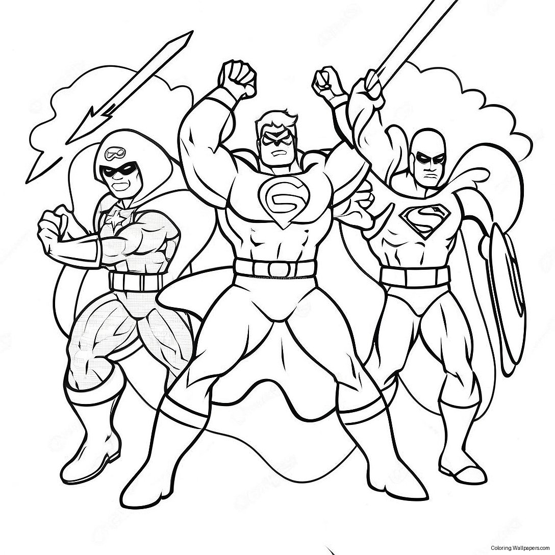 Superhero Team In Battle Coloring Page 41927