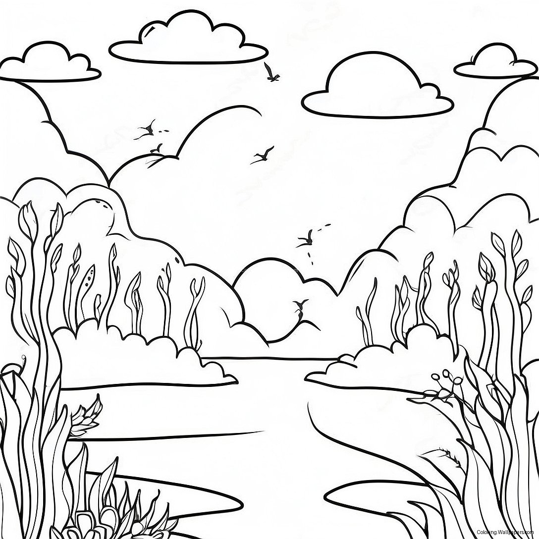 Surreal Dreamcore Landscape Coloring Page 43918