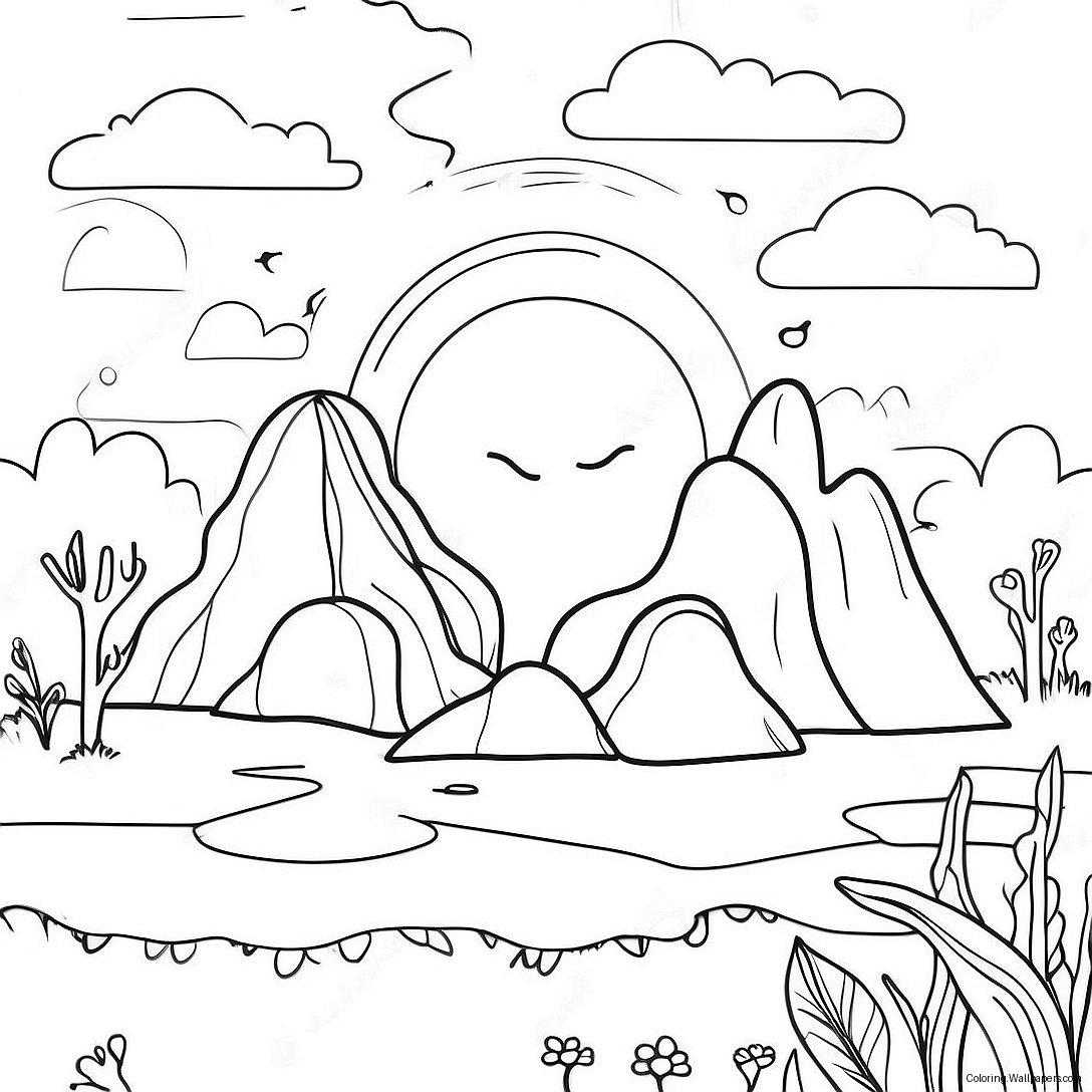 Surreal Dreamcore Landscape Coloring Page 43919