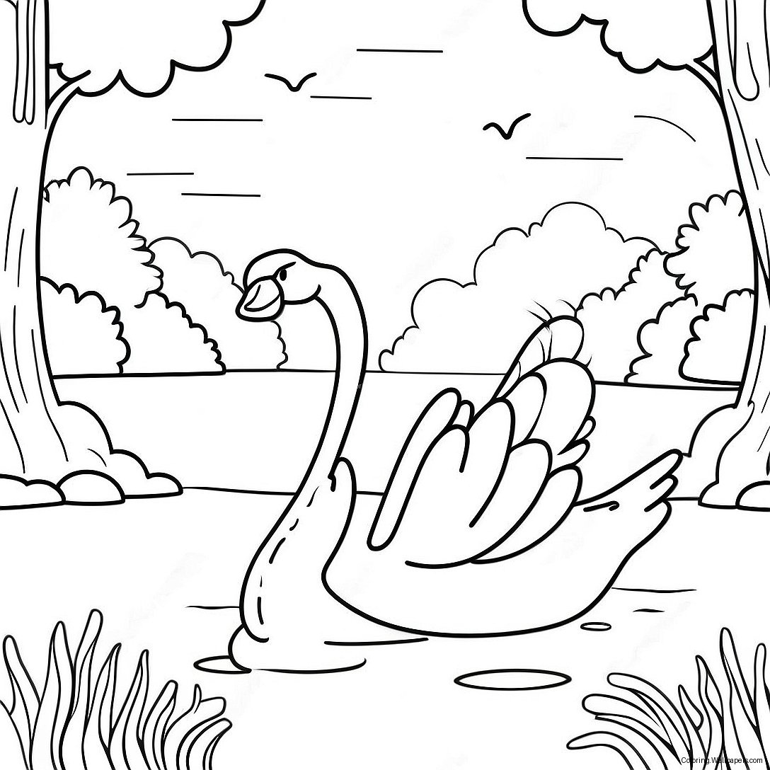 Swan Lake Scenic Coloring Page 56680