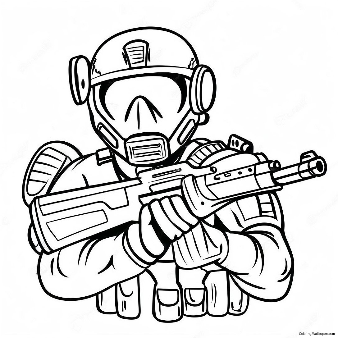 Swat Team Officer In Action Coloring Page 7157