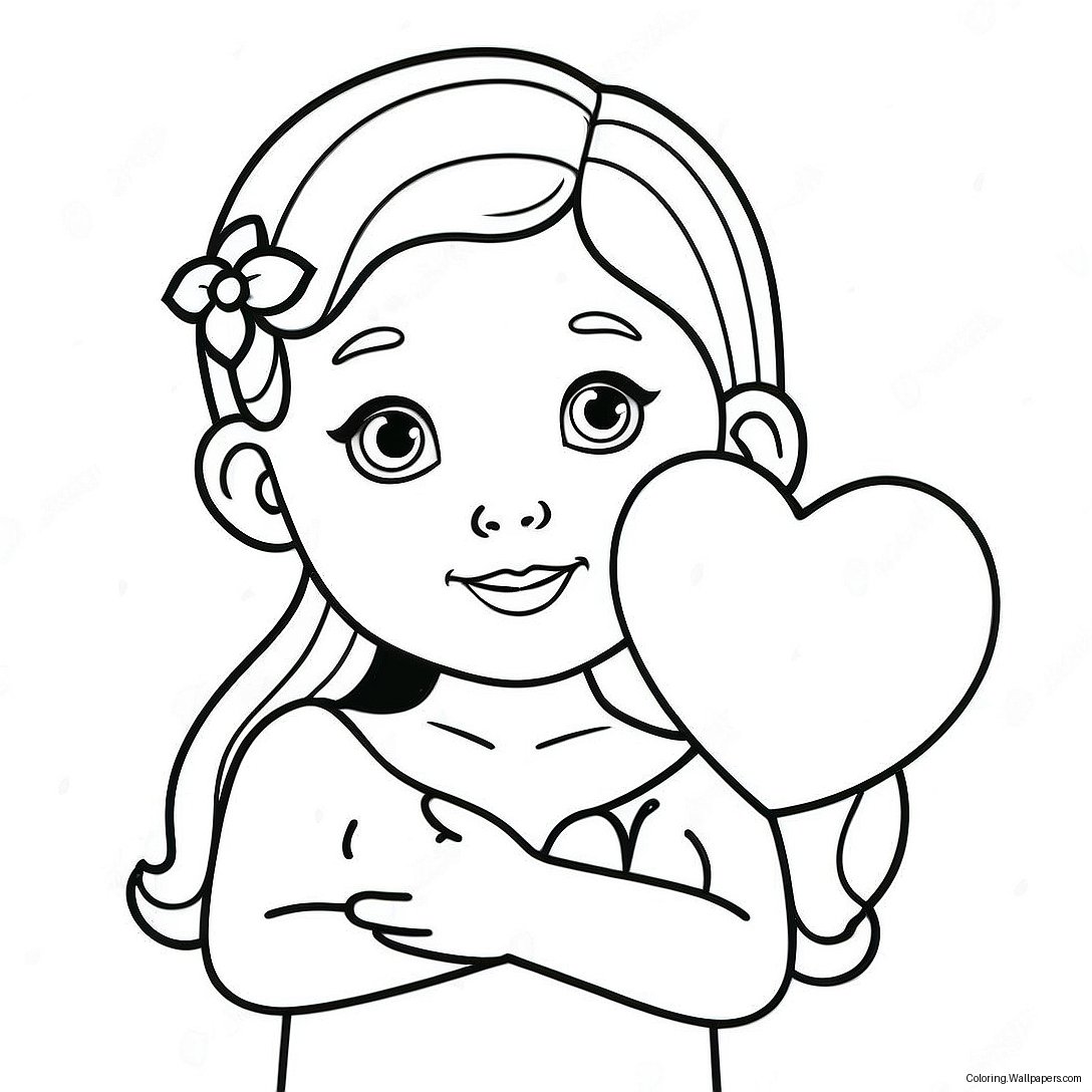 Sweet Daughter With Heart Coloring Page 39426