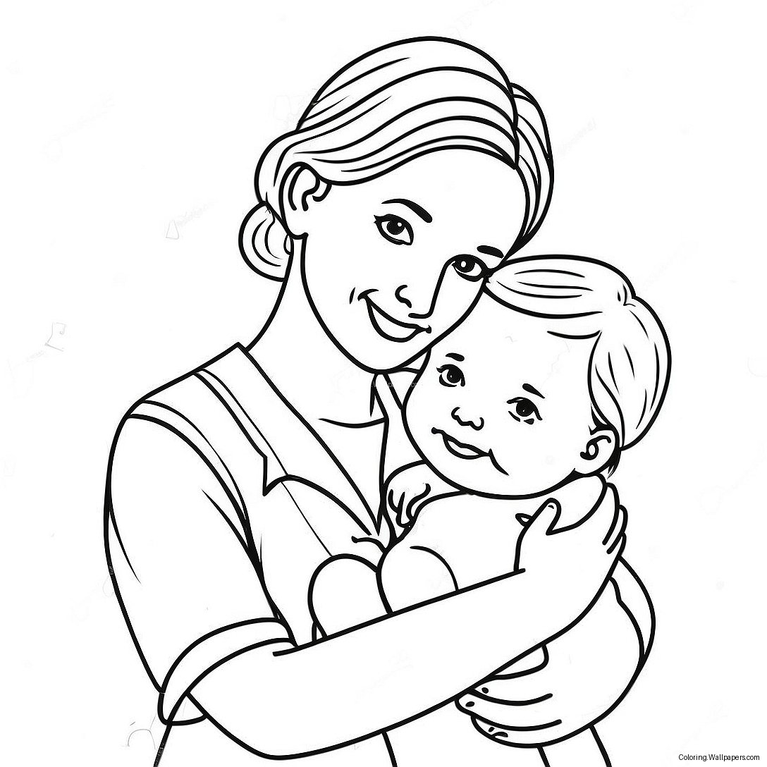 Sweet Mommy And Child Coloring Page 35763