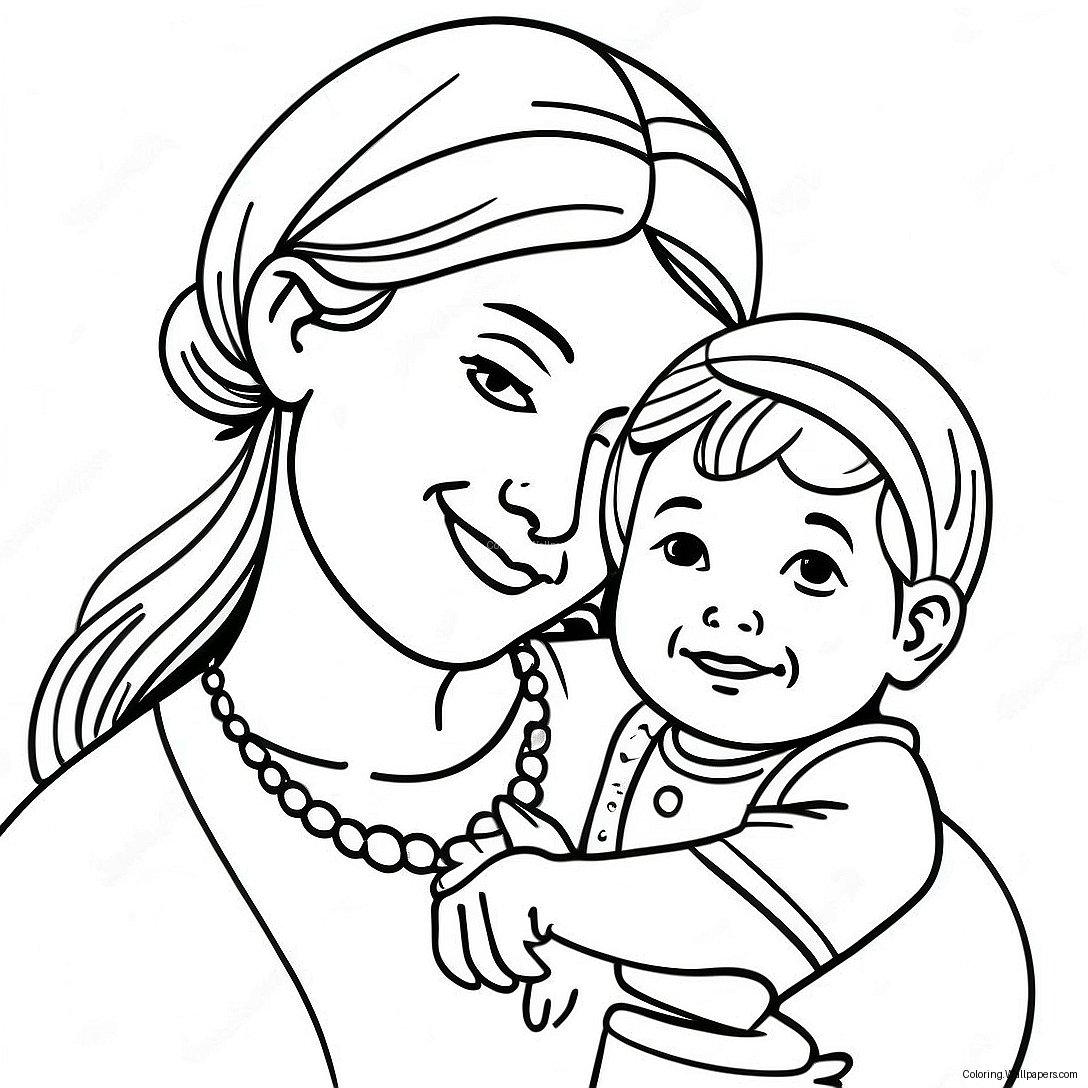 Sweet Mother And Child Coloring Page 6743