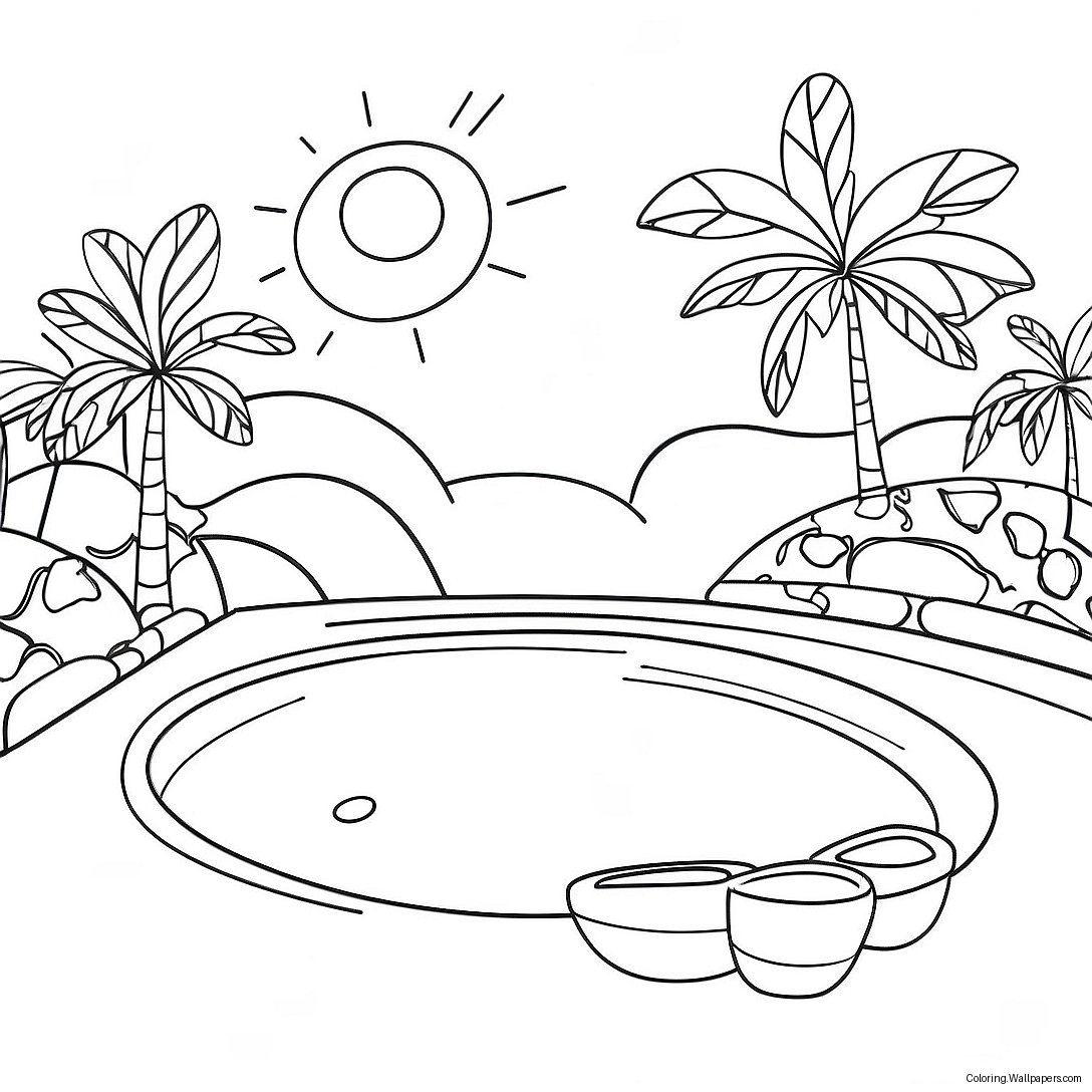 Swimming Pool Fun Coloring Page 2026