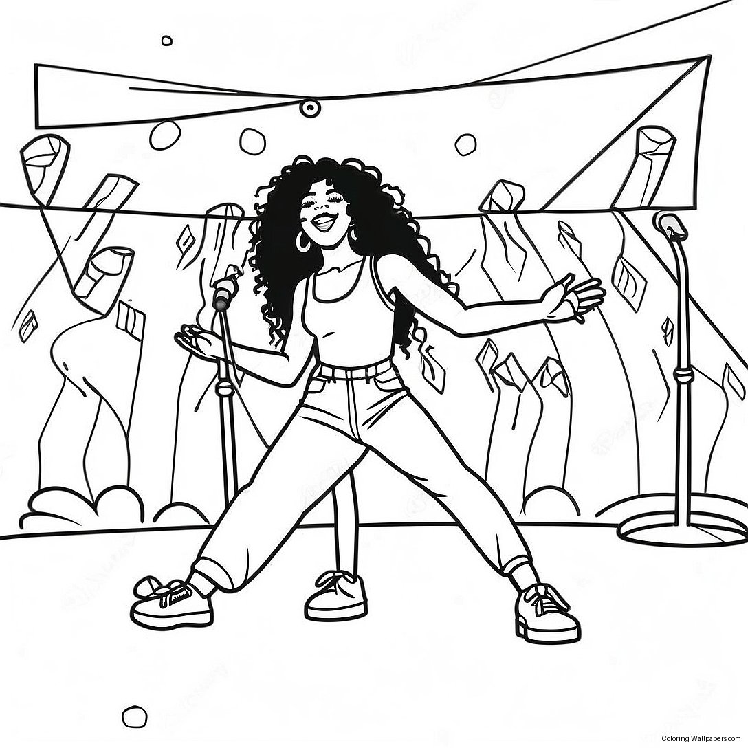 Sza Performing On Stage Coloring Page 27022