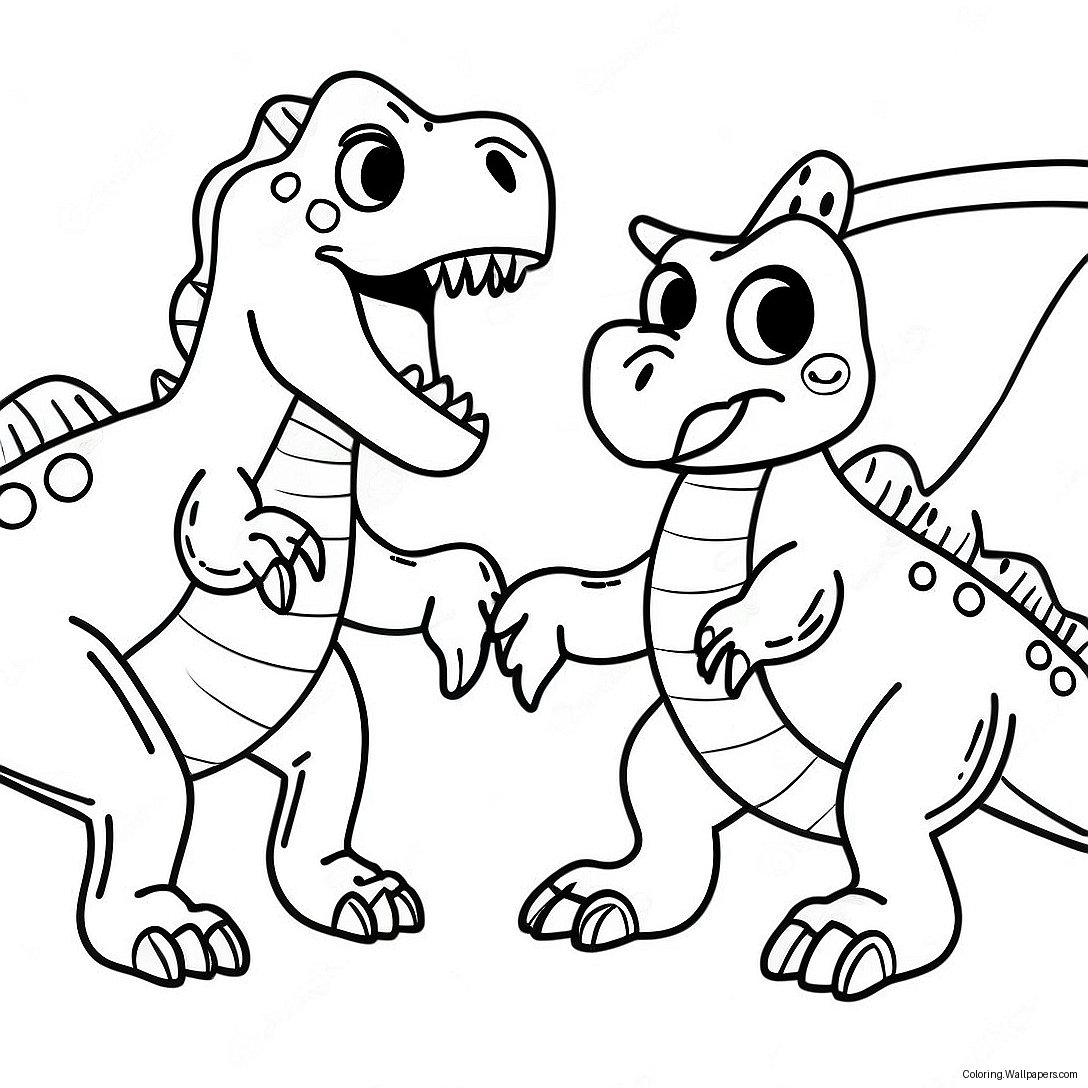 T-Rex And Triceratops Fighting Coloring Page 39077