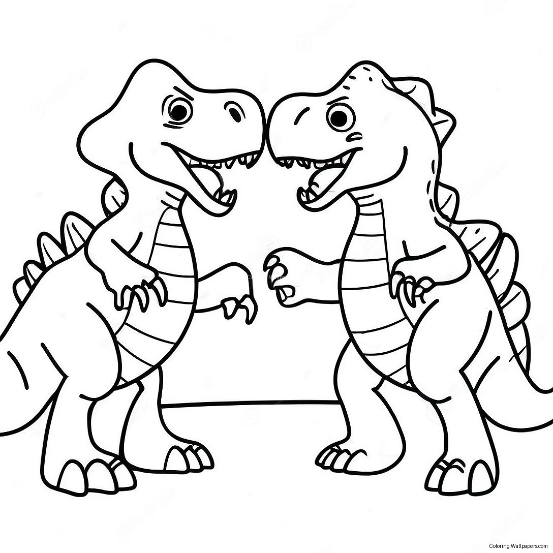 T-Rex And Triceratops Fighting Coloring Page 39080