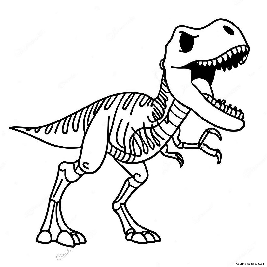 Página Para Colorear De Esqueleto De T-Rex Rugiente 30213