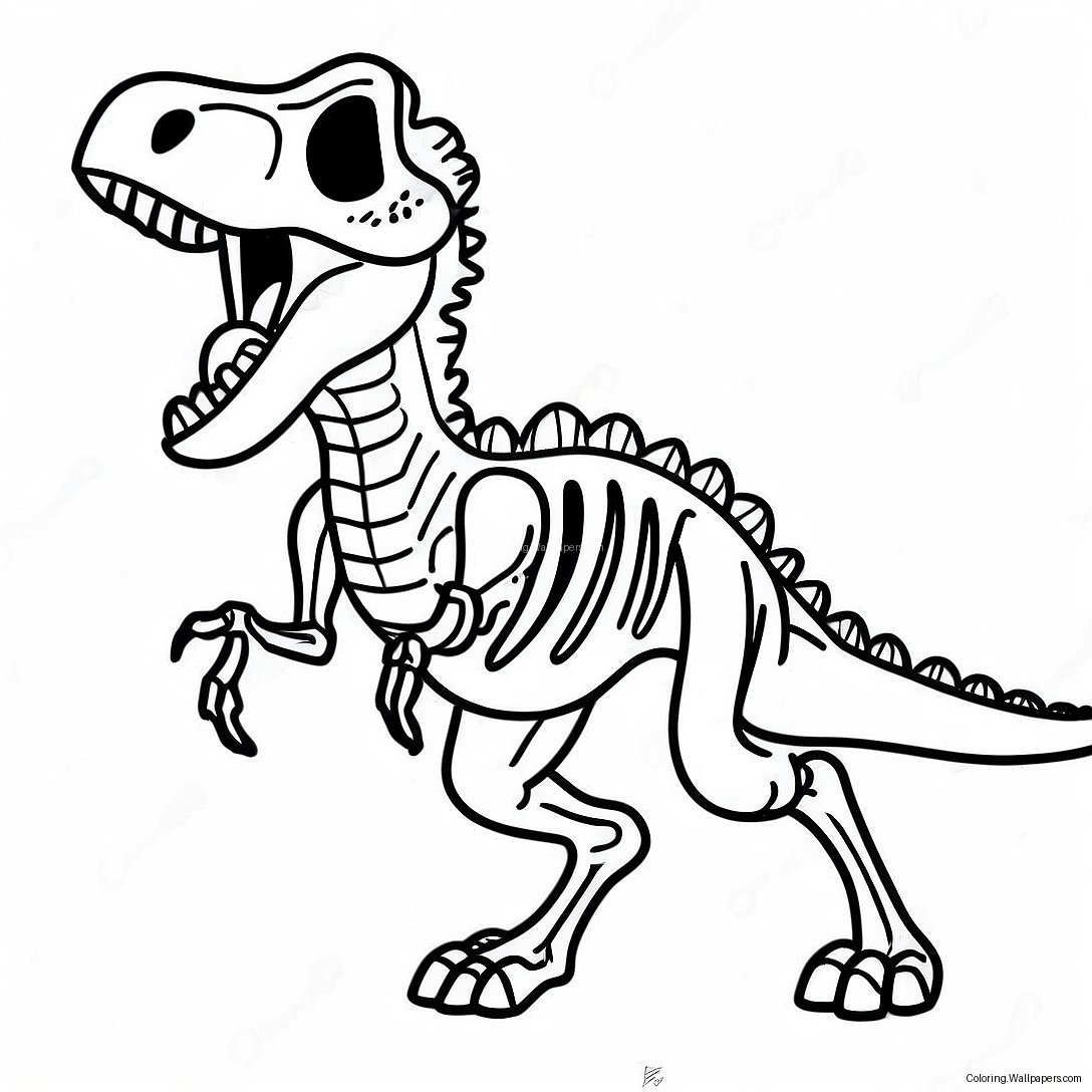 T-Rex Skeleton Roaring Coloring Page 30214