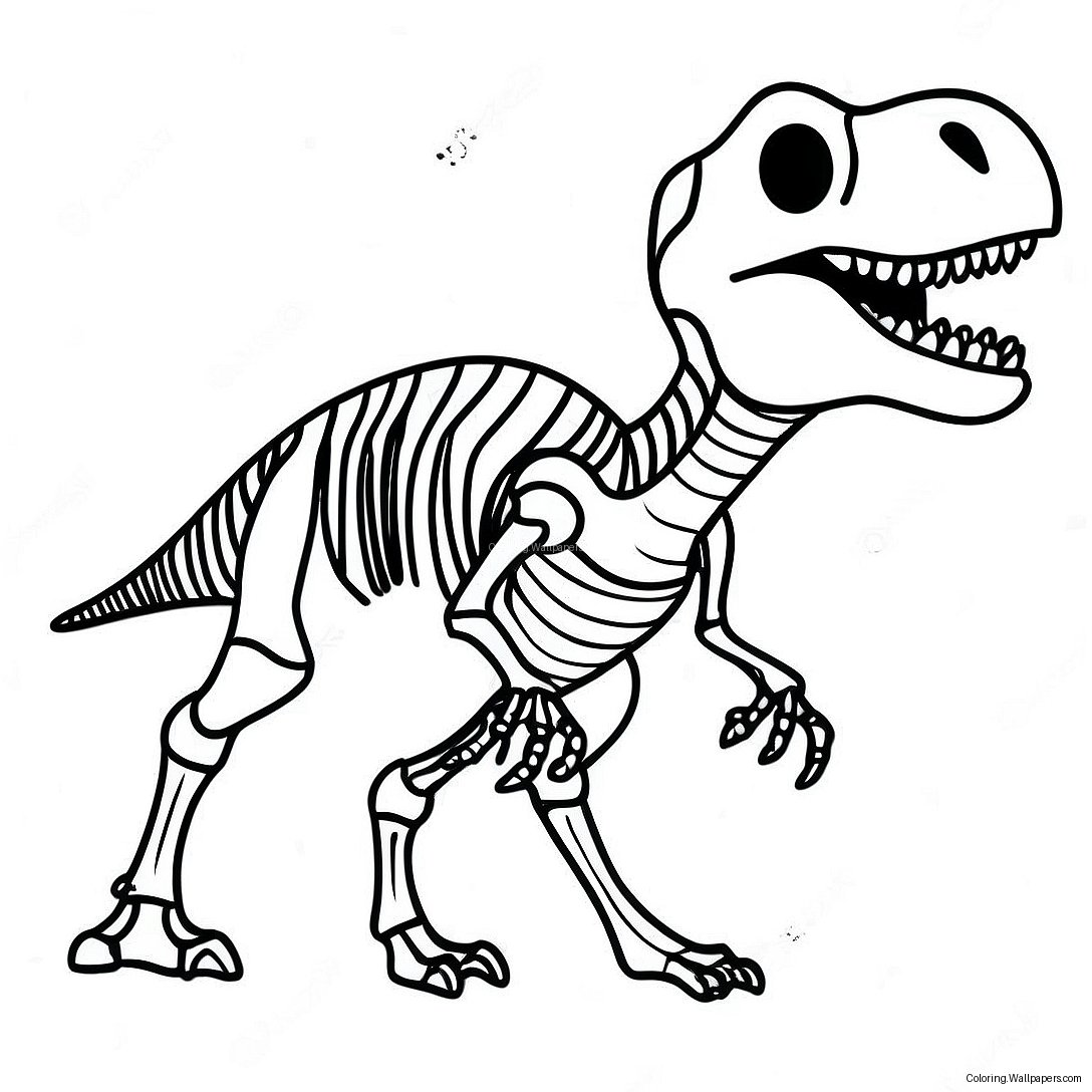 Ausmalbild Eines Brüllenden T-Rex-Skeletts 30215