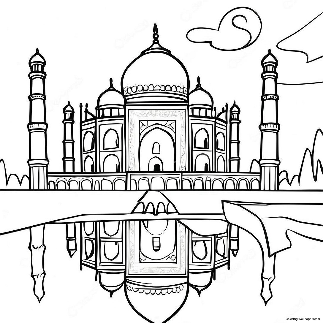 Página Para Colorir Taj Mahal Ao Pôr Do Sol 45685