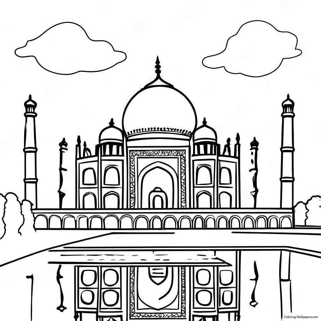 Página Para Colorear Del Taj Mahal Al Atardecer 45686