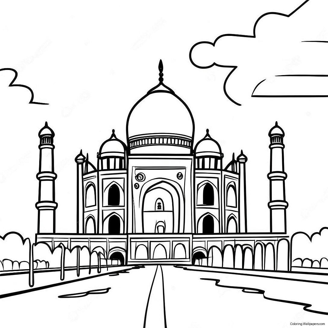 Página Para Colorir Taj Mahal Ao Pôr Do Sol 45688