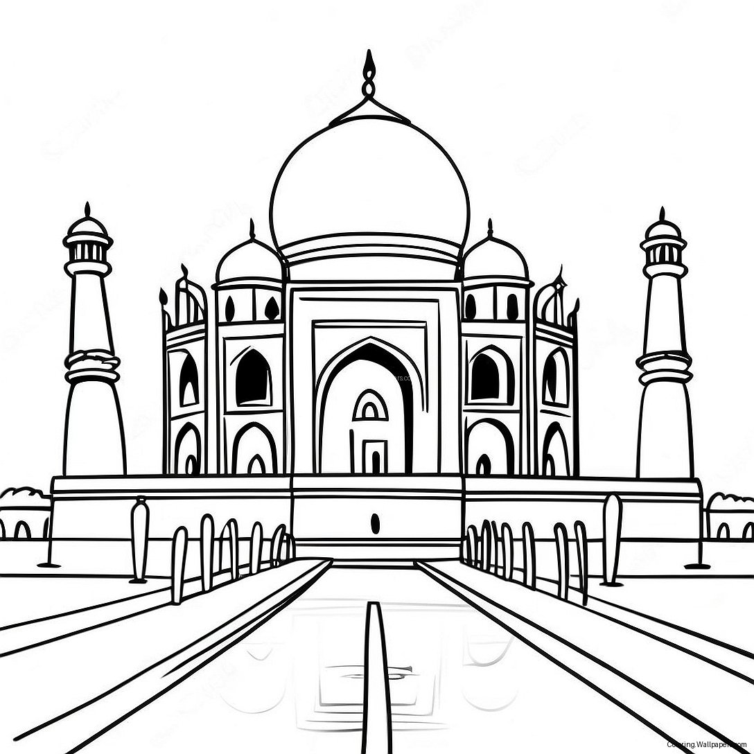 Pagina Da Colorare Dettagliata Del Taj Mahal 45657