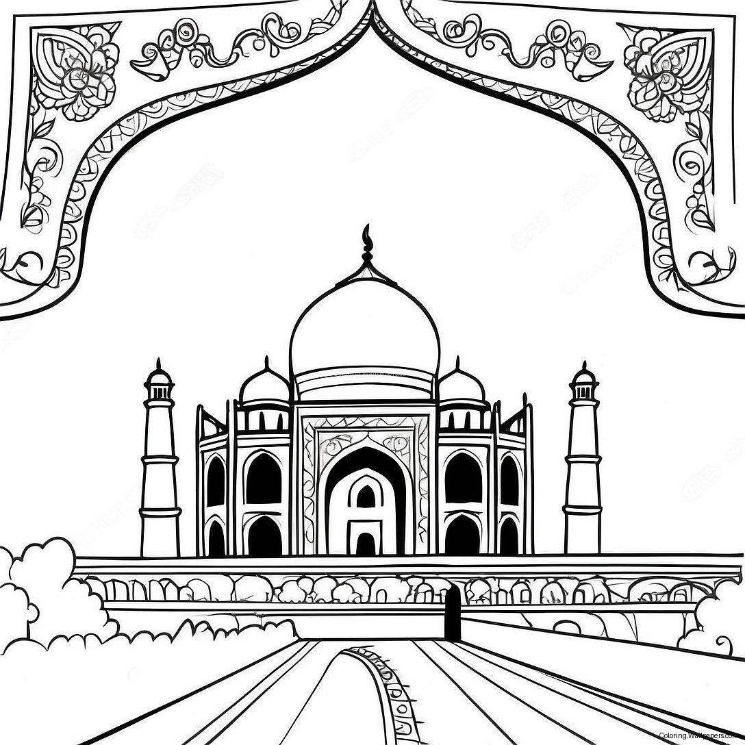 Pagina Da Colorare Dettagliata Del Taj Mahal 45658