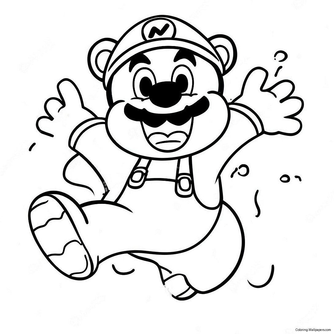 Tanooki Mario Jumping In The Air Coloring Page 54980