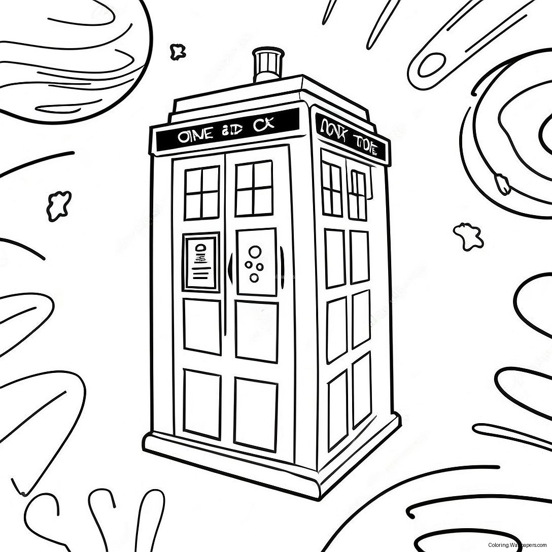 Página Para Colorir Da Tardis No Espaço 5319