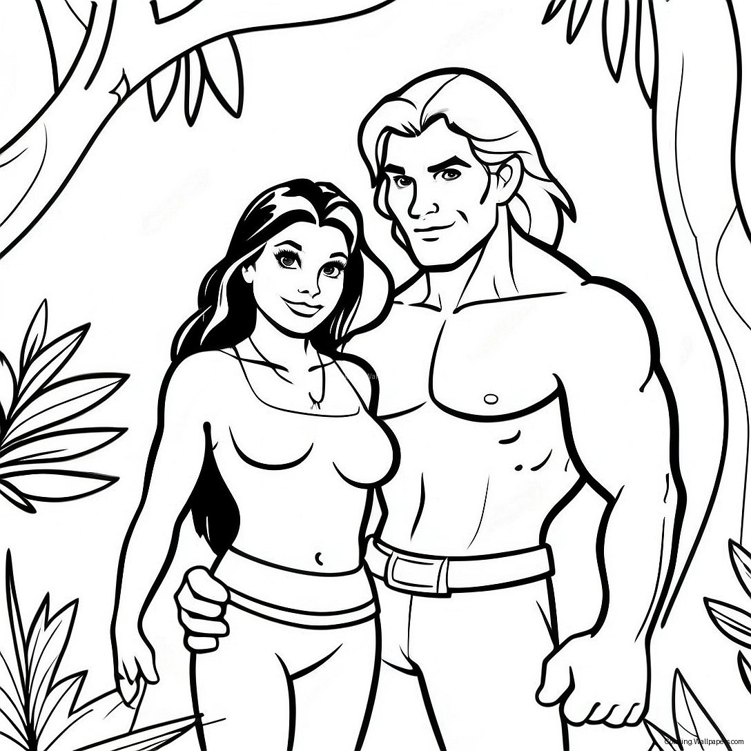 Tarzan And Jane In The Jungle Coloring Page 12241