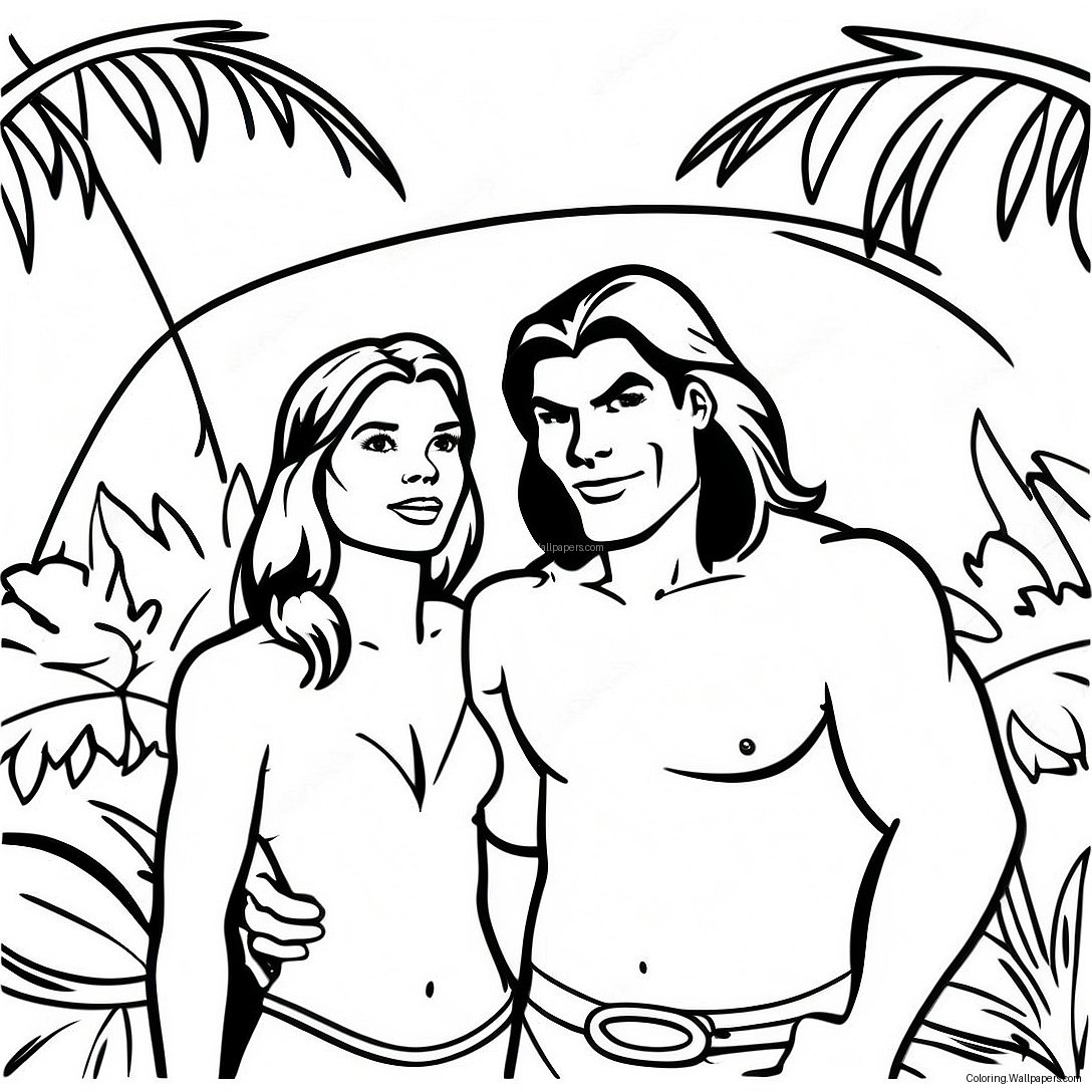 Tarzan And Jane In The Jungle Coloring Page 12242