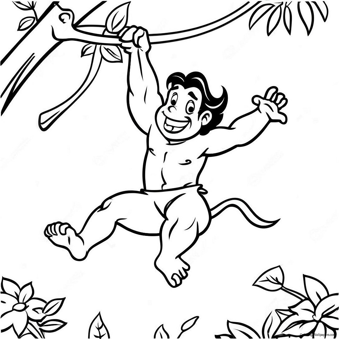 Tarzan Che Dondola Dalle Viti Pagina Da Colorare 12228