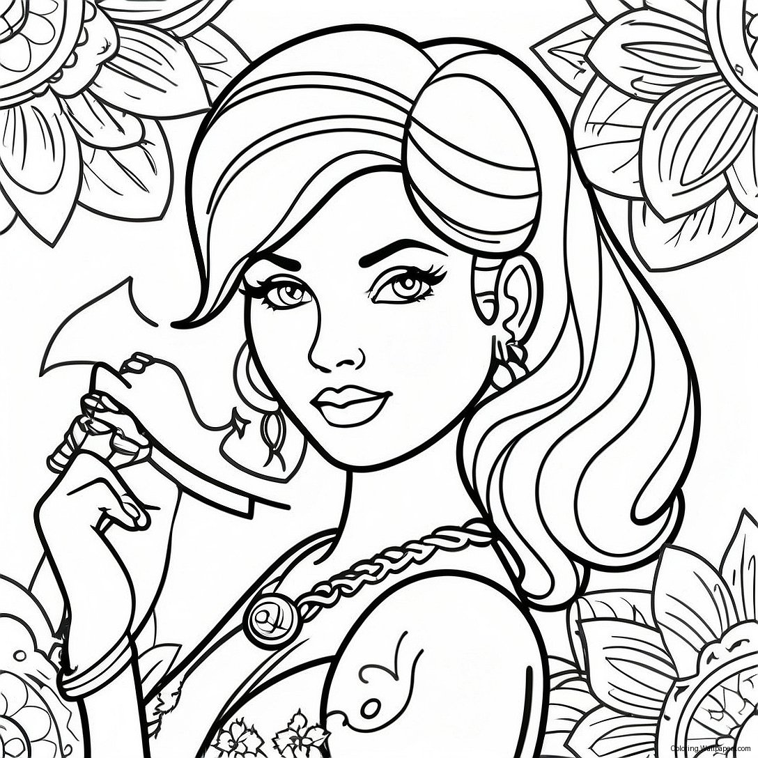 Tattoo Pin Up Girl Coloring Page 22442