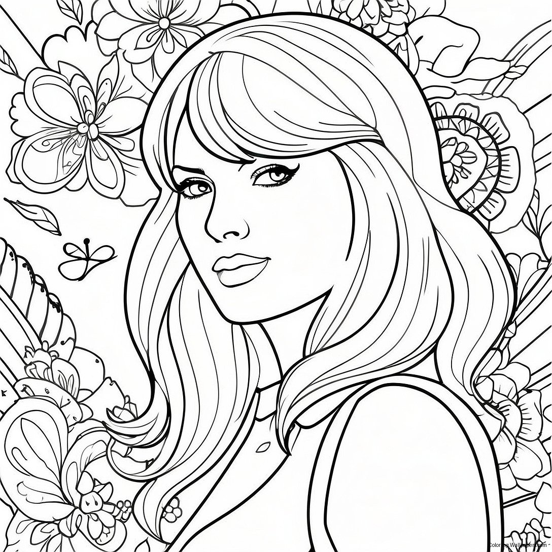 Taylor Swift Red Album Cover Coloring Page 15674