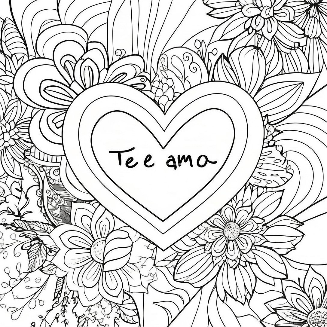 Te Amo Heart Coloring Page 42632