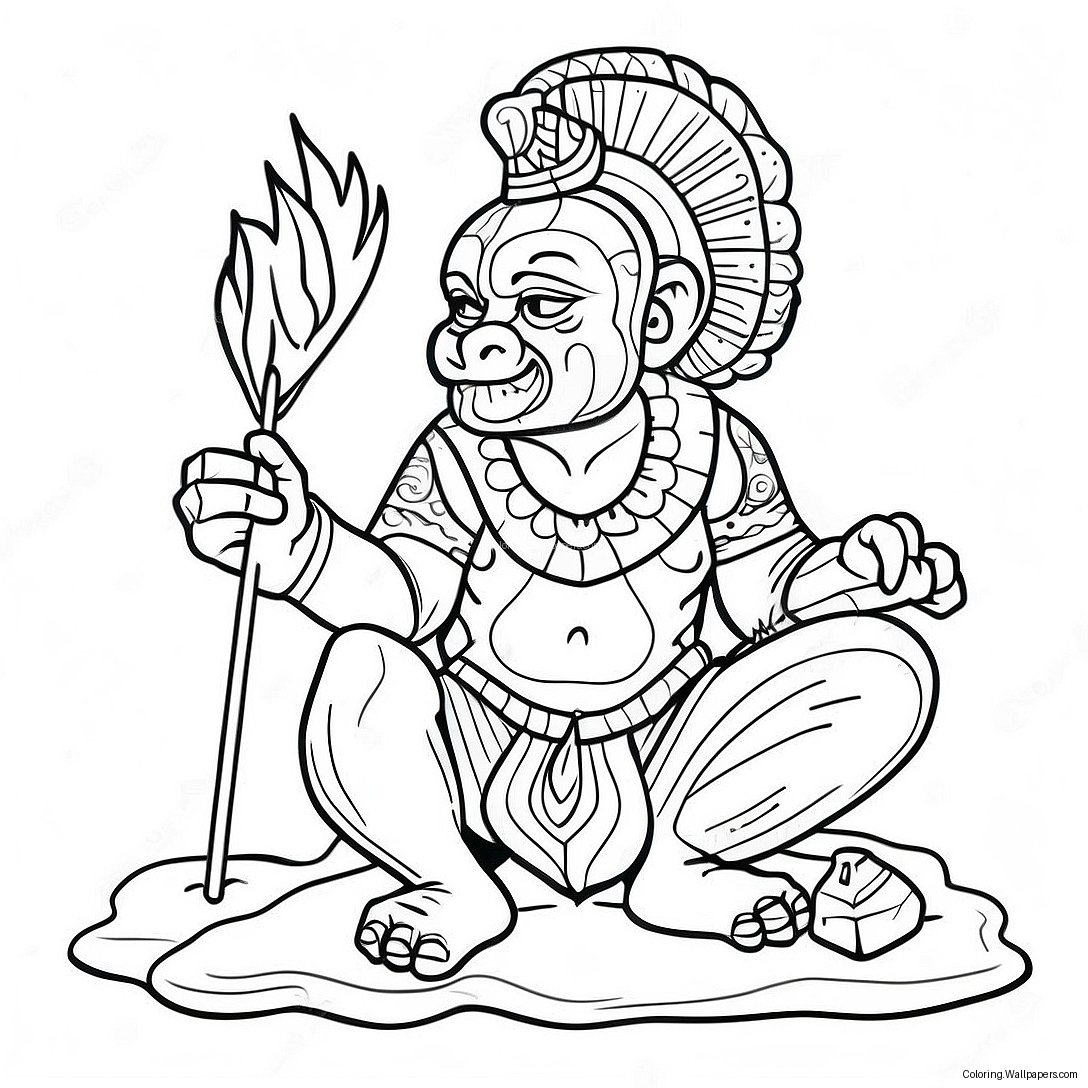 Te Ka With Fiery Background Coloring Page 43078