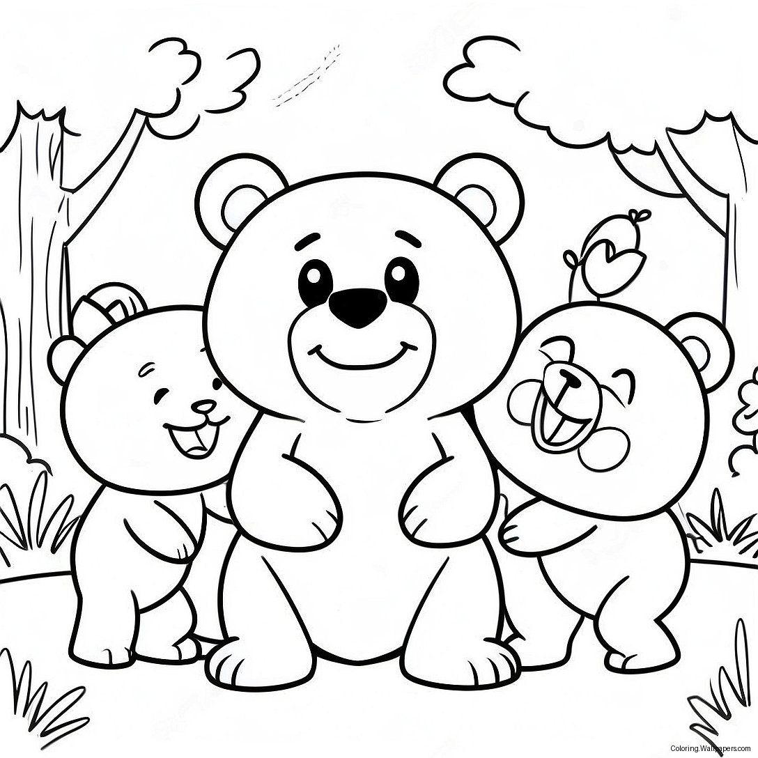 Teddiursa Playing With Friends Coloring Page 58606