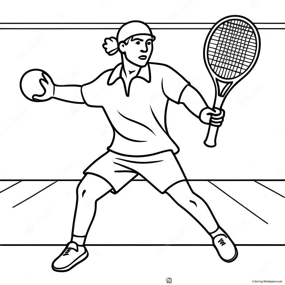 Tennis Player Serving Ball Coloring Page 7637