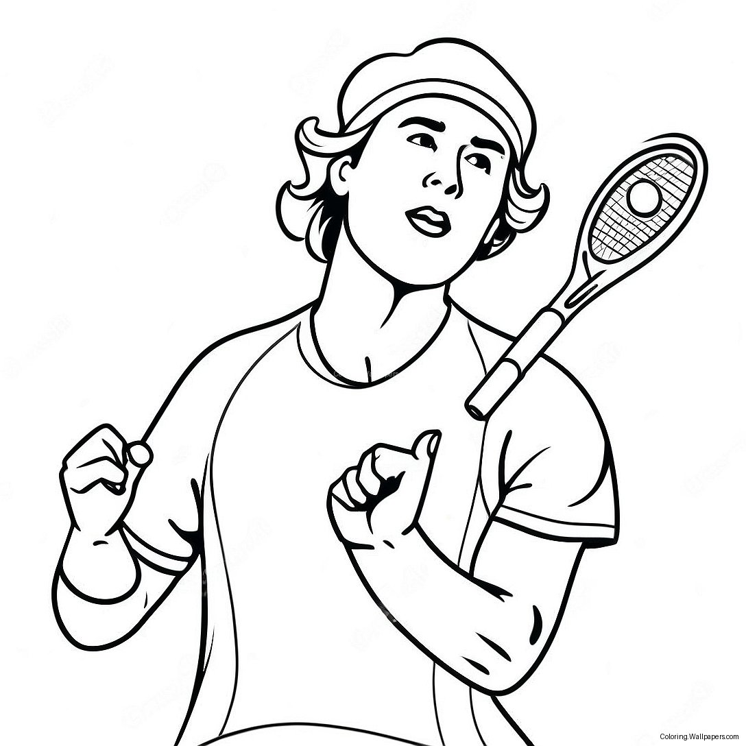 Tennis Player Serving Ball Coloring Page 7640