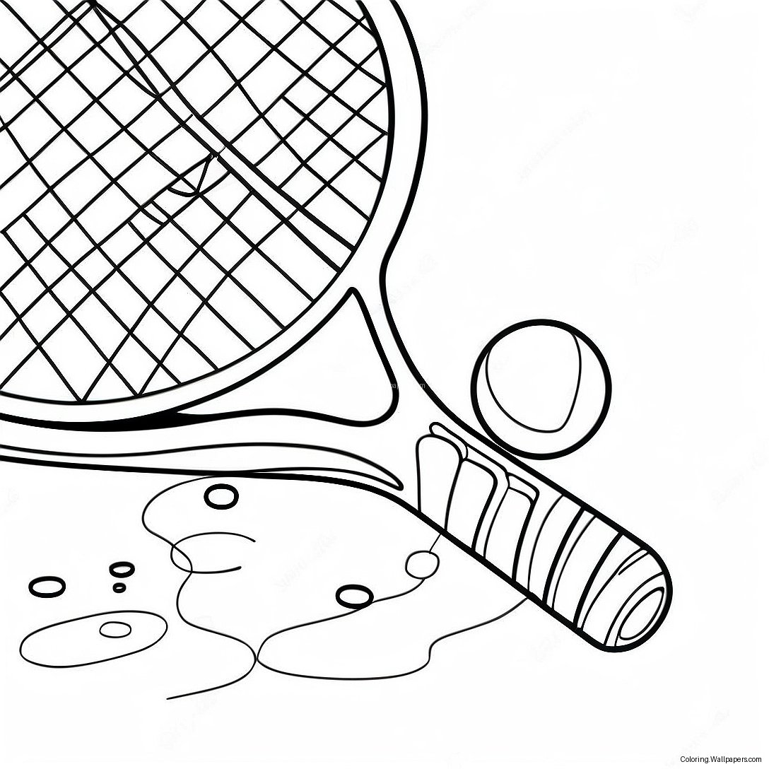 Tennis Racket And Ball Coloring Page 7630