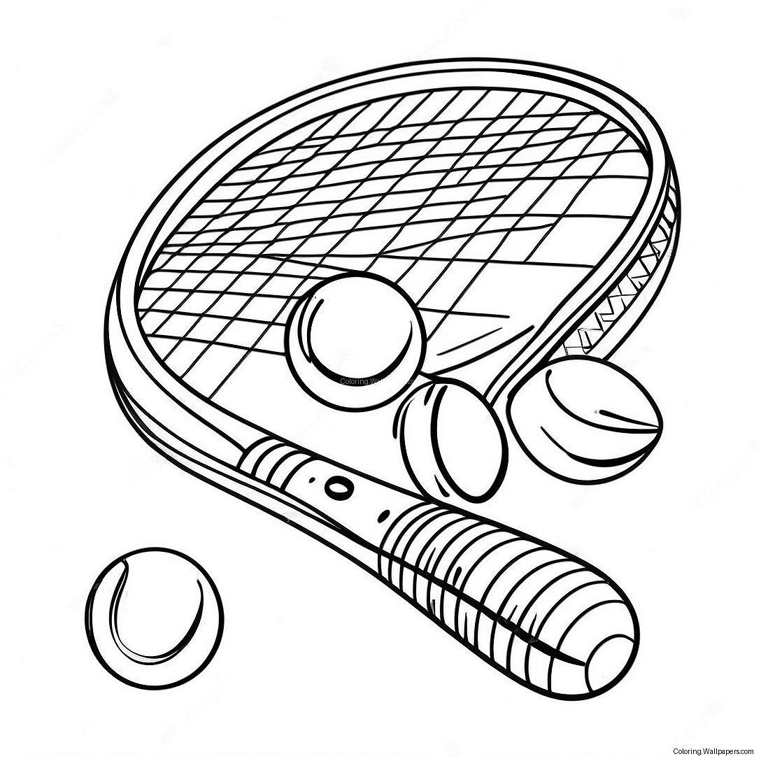 Tennis Racket And Ball Coloring Page 7631