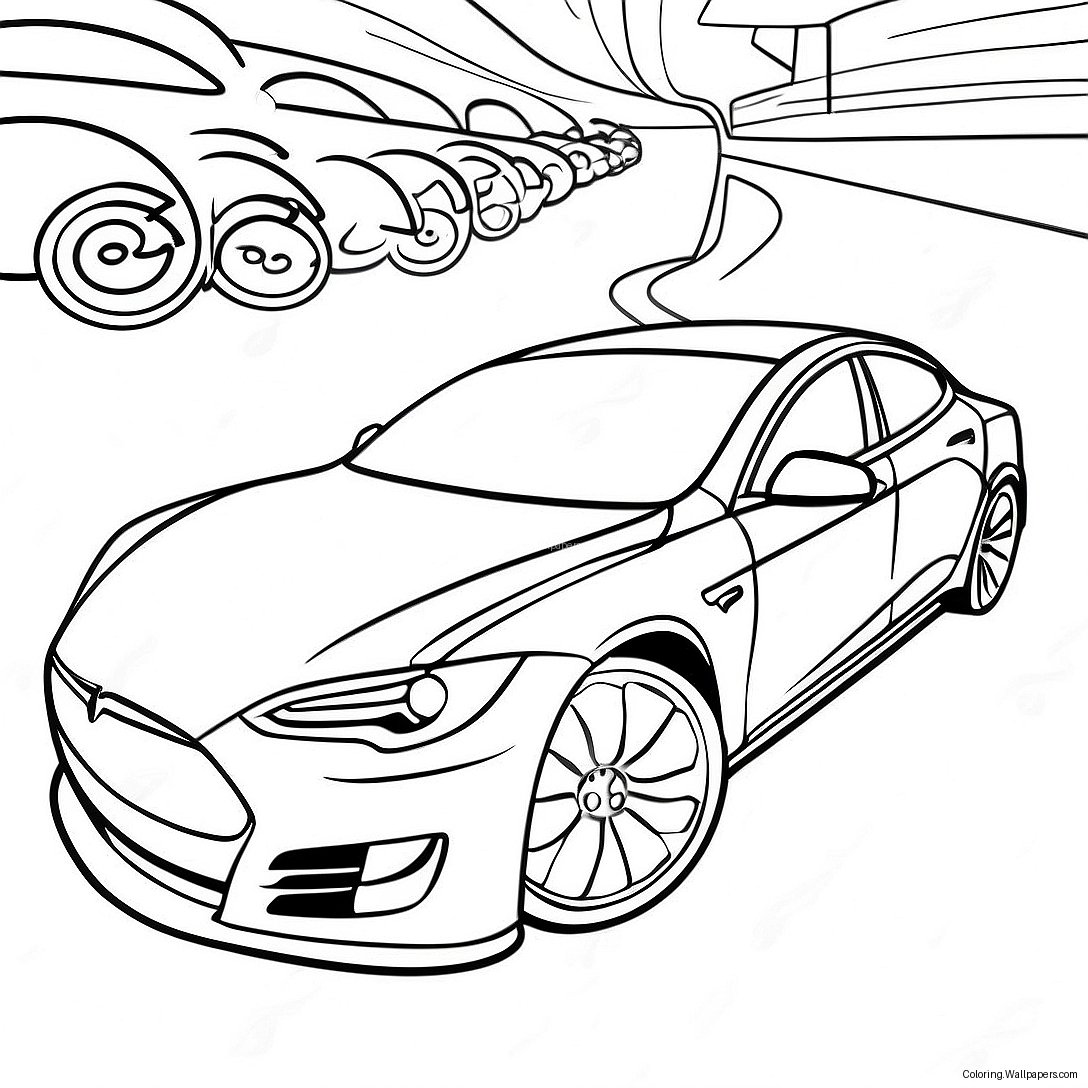 Раскраска Гоночной Модели Tesla Model S 1497