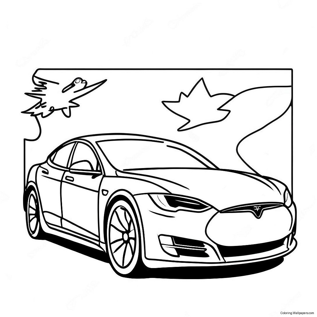 Tesla Model S Renn Ausmalbild 1498