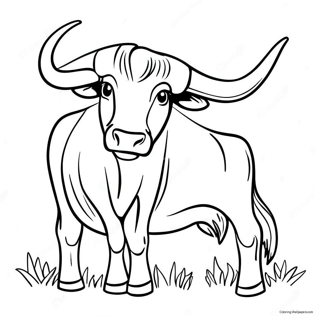 Página Para Colorear De Buey Longhorn De Texas 6857