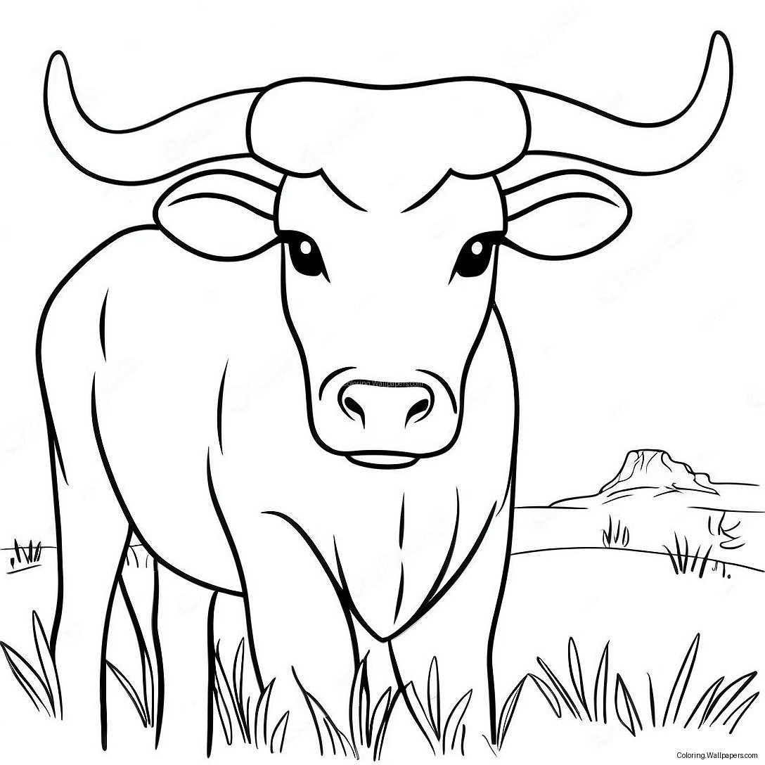 Página Para Colorear De Buey Longhorn De Texas 6860