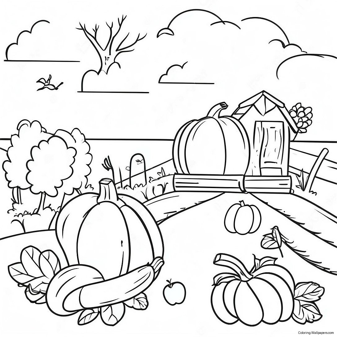 Thankful Harvest Scene Coloring Page 11462