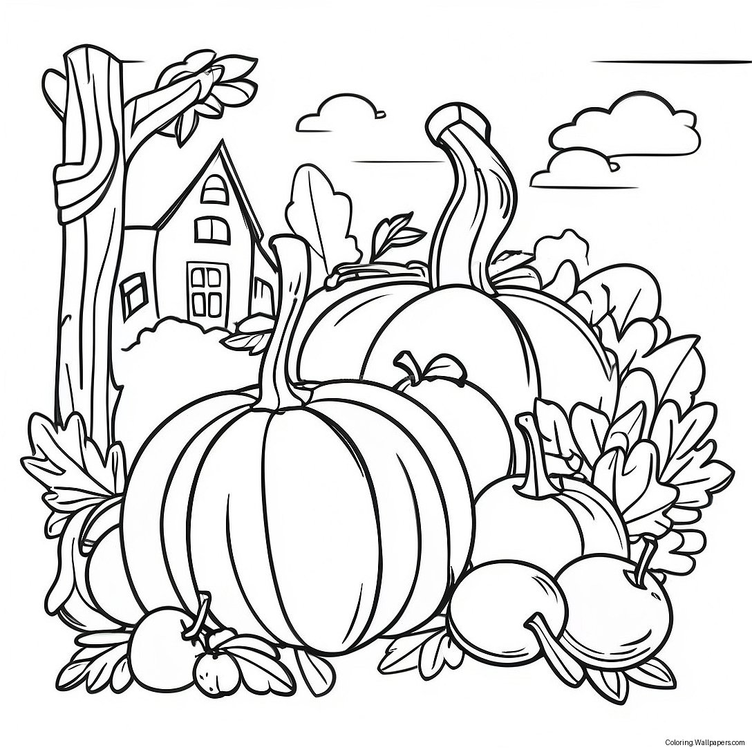 Thankful Harvest Scene Coloring Page 11463