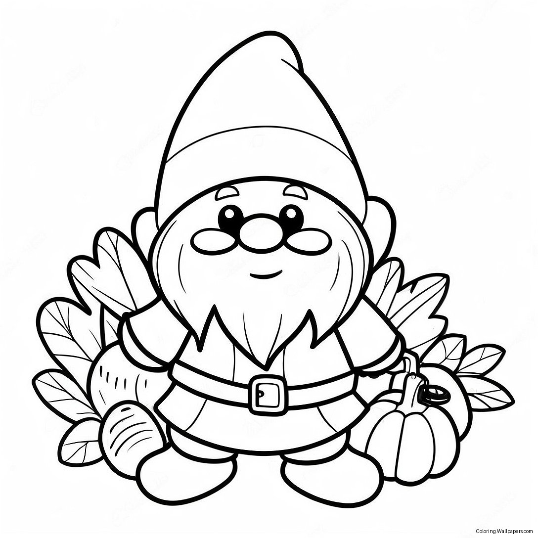 Página Para Colorir Gnome De Ação De Graças 55528