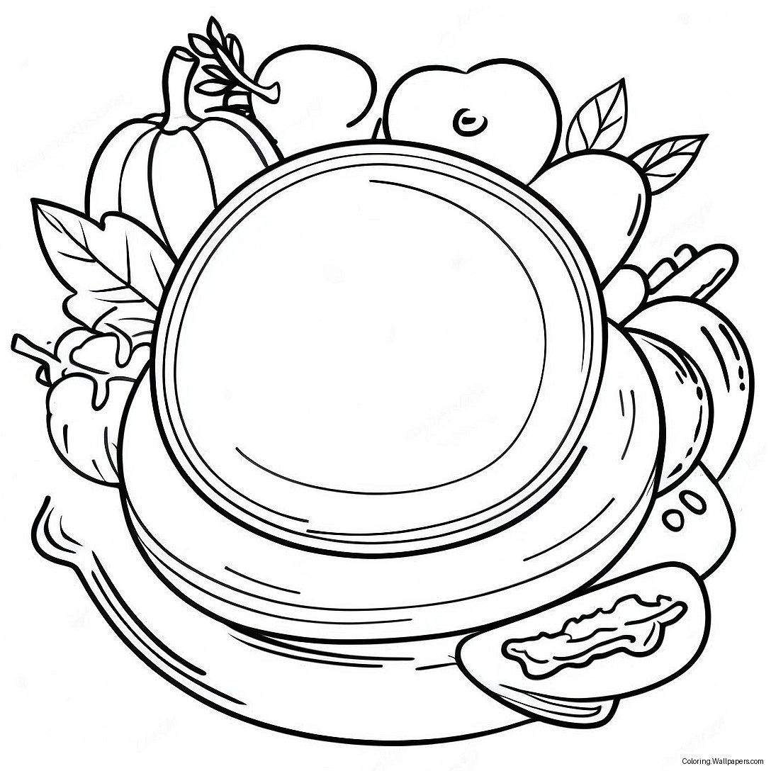 Thanksgiving Plate Full Of Delicious Food Coloring Page 53993