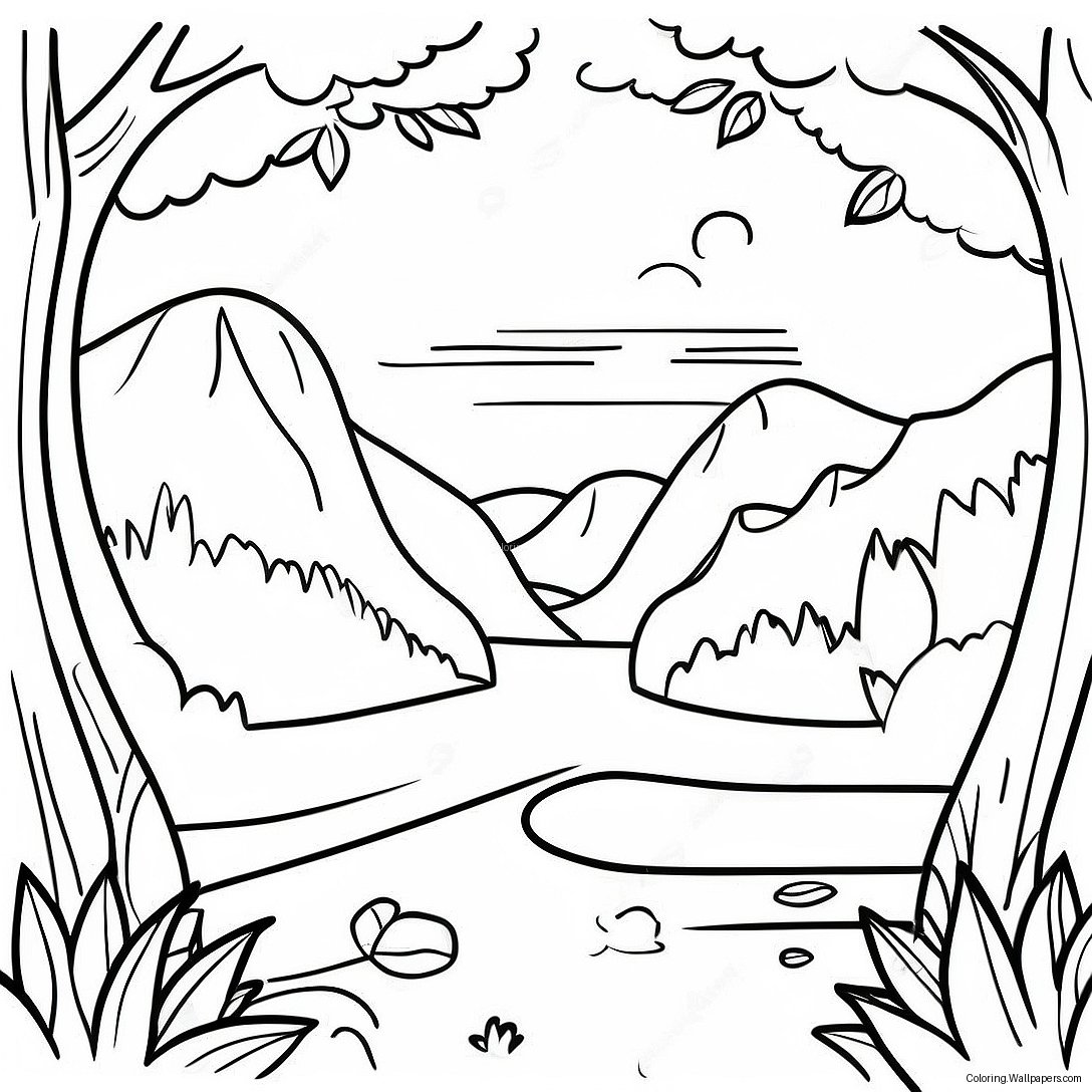 Thick Border Nature Scene Coloring Page 40959