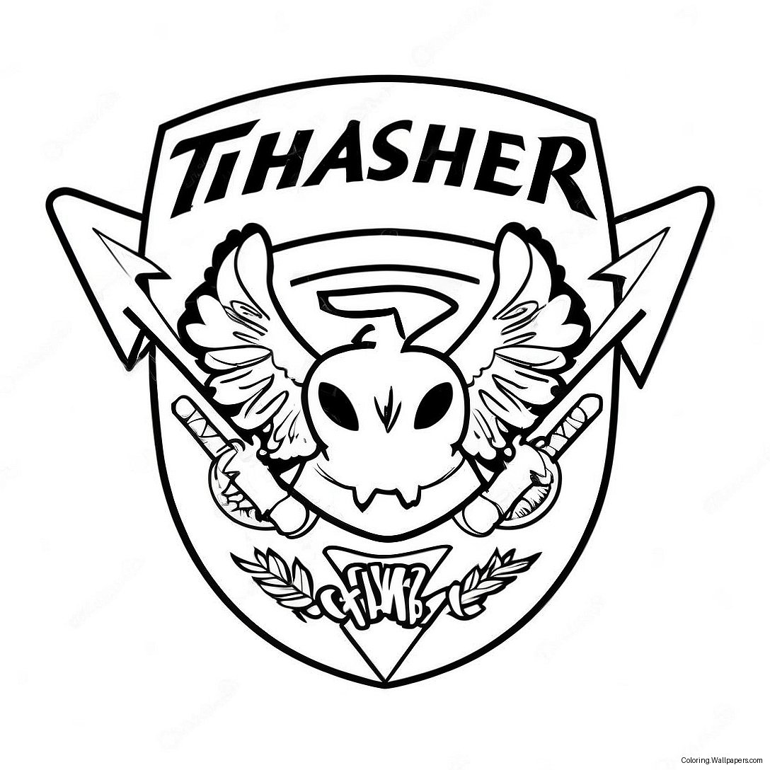 Thrasher Skateboard Logo Kleurplaat 30756