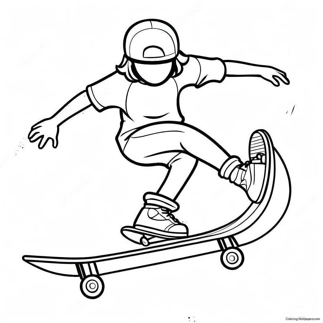 Thrasher Skateboarder Performing Tricks Coloring Page 30757