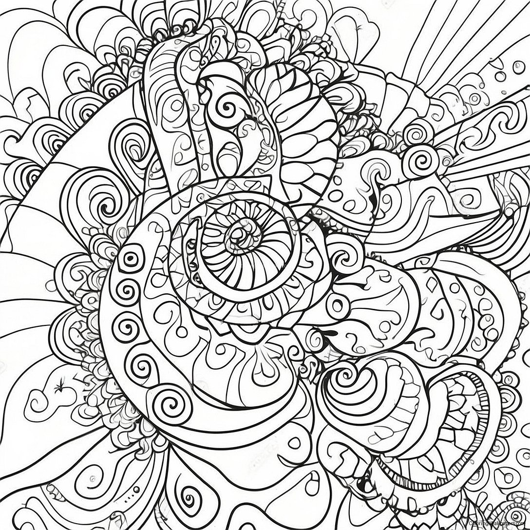 Tie Dye Spiral Pattern Coloring Page 9321