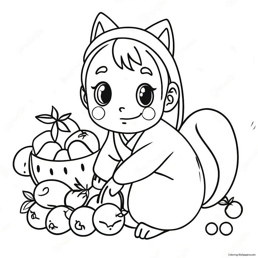 Tohru Honda With Fruits Coloring Page 43841